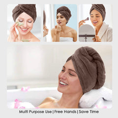 HOUSSE Microfibre Head Towels | 450 GSM High Absorbent Hair Wrap with Adjustable Buttons for Girls | Super Soft & Quick Dry Wrap Towel for Hairs |