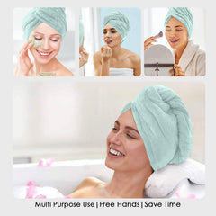 HOUSSE Microfibre Head Towels | 450 GSM High Absorbent Hair Wrap with Adjustable Buttons for Girls | Super Soft & Quick Dry Wrap Towel for Hairs | Set of 2 |