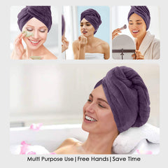 HOUSSE Microfibre Head Towels | 450 GSM High Absorbent Hair Wrap with Adjustable Buttons for Girls | Super Soft & Quick Dry Wrap Towel for Hairs |