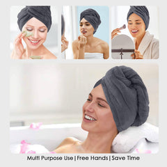 HOUSSE Microfibre Head Towels | 450 GSM High Absorbent Hair Wrap with Adjustable Buttons for Girls | Super Soft & Quick Dry Wrap Towel for Hairs |