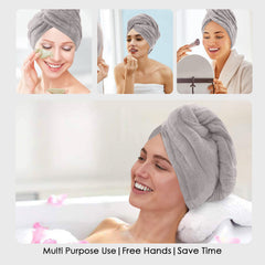 HOUSSE Microfibre Head Towels | 450 GSM High Absorbent Hair Wrap with Adjustable Buttons for Girls | Super Soft & Quick Dry Wrap Towel for Hairs | Set of 2 |