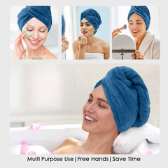 HOUSSE Microfibre Head Towels | 450 GSM High Absorbent Hair Wrap with Adjustable Buttons for Girls | Super Soft & Quick Dry Wrap Towel for Hairs |