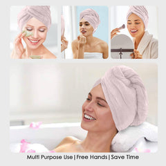 HOUSSE Microfibre Head Towels | 450 GSM High Absorbent Hair Wrap with Adjustable Buttons for Girls | Super Soft & Quick Dry Wrap Towel for Hairs | Set of 2 |