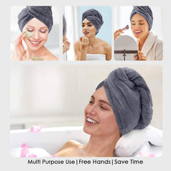 HOUSSE Microfibre Head Towels | 450 GSM High Absorbent Hair Wrap with Adjustable Buttons for Girls | Super Soft & Quick Dry Wrap Towel for Hairs | Set of 2 |