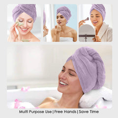 HOUSSE Microfibre Head Towels | 450 GSM High Absorbent Hair Wrap with Adjustable Buttons for Girls | Super Soft & Quick Dry Wrap Towel for Hairs | Set of 2 |