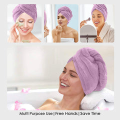 HOUSSE Microfibre Head Towels | 450 GSM High Absorbent Hair Wrap with Adjustable Buttons for Girls | Super Soft & Quick Dry Wrap Towel for Hairs | Set of 2 |