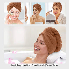 HOUSSE Microfibre Head Towels | 450 GSM High Absorbent Hair Wrap with Adjustable Buttons for Girls | Super Soft & Quick Dry Wrap Towel for Hairs |