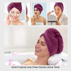 HOUSSE Microfibre Head Towels | 450 GSM High Absorbent Hair Wrap with Adjustable Buttons for Girls | Super Soft & Quick Dry Wrap Towel for Hairs |