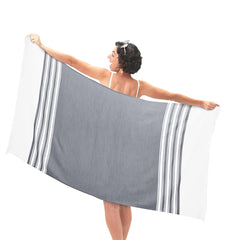 HOUSSE Bold Stripe 100% Bamboo Extra Large Bath Towel | Ultra Soft, Absorbent, Light Weight, & Quick Dry Towel for Bath, Travel, Gym, Beach, Pool, and Yoga | 80 X 160 cms