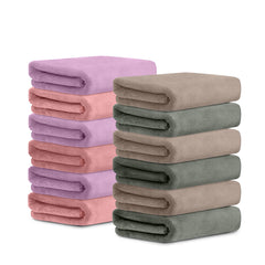 HOUSSE Microfiber Face Towel | Super Soft & Quick Absorbent |Multi Usage 30 x 30 cm, 450 GSM | for All Ages | (Set of 4,and 6)