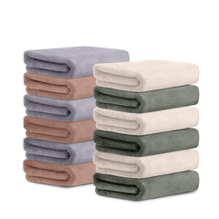 HOUSSE Microfiber Face Towel | Super Soft & Quick Absorbent |Multi Usage 30 x 30 cm, 450 GSM | for All Ages | (Set of 4,and 6)