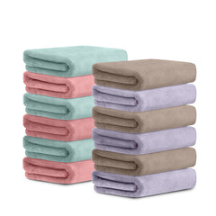 HOUSSE Microfiber Face Towel | Super Soft & Quick Absorbent |Multi Usage 30 x 30 cm, 450 GSM | for All Ages | (Set of 4,and 6)