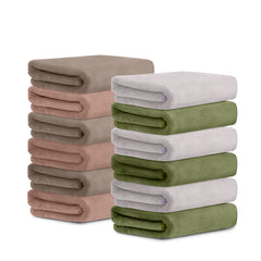 HOUSSE Microfiber Face Towel | Super Soft & Quick Absorbent |Multi Usage 30 x 30 cm, 450 GSM | for All Ages | (Set of 4,and 6)