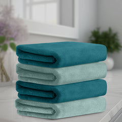 HOUSSE Microfiber Face Towel | Super Soft & Quick Absorbent |Multi Usage 30 x 30 cm, 450 GSM | for All Ages | (Set of 4,and 6)