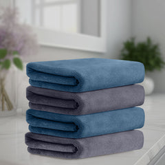 HOUSSE Microfiber Face Towel | Super Soft & Quick Absorbent |Multi Usage 30 x 30 cm, 450 GSM | for All Ages | (Set of 4,and 6)