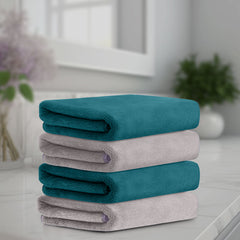 HOUSSE Microfiber Face Towel | Super Soft & Quick Absorbent |Multi Usage 30 x 30 cm, 450 GSM | for All Ages | (Set of 4,and 6)