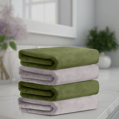HOUSSE Microfiber Face Towel | Super Soft & Quick Absorbent |Multi Usage 30 x 30 cm, 450 GSM | for All Ages | (Set of 4,and 6)