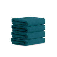 HOUSSE Microfiber Face Towels | Ultra Absorbent, Odour-Free, Quick Dry 450 GSM Face Towel for Home, Gym, Travel, Running and Personal Use | 30x30 cm | Set of 4 in One Colour (Indian Teal, Pack of 4)
