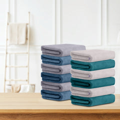 HOUSSE Microfiber Face Towel | Super Soft & Quick Absorbent |Multi Usage 30 x 30 cm, 450 GSM | for All Ages | (Set of 4,and 6)
