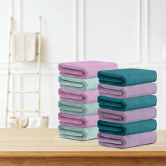 HOUSSE Microfiber Face Towel | Super Soft & Quick Absorbent |Multi Usage 30 x 30 cm, 450 GSM | for All Ages | (Set of 4,and 6)