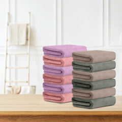 HOUSSE Microfiber Face Towel | Super Soft & Quick Absorbent |Multi Usage 30 x 30 cm, 450 GSM | for All Ages | (Set of 4,and 6)