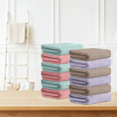 HOUSSE Microfiber Face Towel | Super Soft & Quick Absorbent |Multi Usage 30 x 30 cm, 450 GSM | for All Ages | (Set of 4,and 6)