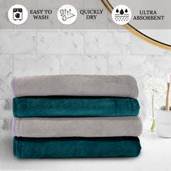 HOUSSE Microfiber Face Towel | Super Soft & Quick Absorbent |Multi Usage 30 x 30 cm, 450 GSM | for All Ages | (Set of 4,and 6)