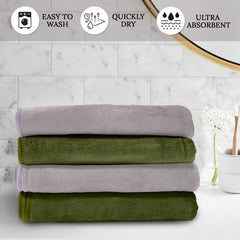 HOUSSE Microfiber Face Towel | Super Soft & Quick Absorbent |Multi Usage 30 x 30 cm, 450 GSM | for All Ages | (Set of 4,and 6)