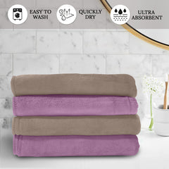 HOUSSE Microfiber Face Towel | Super Soft & Quick Absorbent |Multi Usage 30 x 30 cm, 450 GSM | for All Ages | (Set of 4,and 6)
