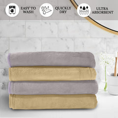 HOUSSE Microfiber Face Towel | Super Soft & Quick Absorbent |Multi Usage 30 x 30 cm, 450 GSM | for All Ages | (Set of 4,and 6)