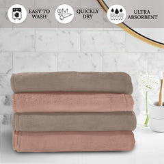 HOUSSE Microfiber Face Towel | Super Soft & Quick Absorbent |Multi Usage 30 x 30 cm, 450 GSM | for All Ages | (Set of 4,and 6)