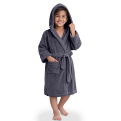 HOUSSE Bathrobe | 450 GSM Microfiber Solid Bathrobes for Kids | Solid Bathrobes, Highly Absorbent, Super Soft Bathrobe With Hoodie And Belt | Lightweight & Warm | 102 cm Long | Size-L | Pack of 1