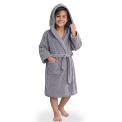 HOUSSE Bathrobe | 450 GSM Microfiber Solid Bathrobes for Kids | Solid Bathrobes, Highly Absorbent, Super Soft Bathrobe With Hoodie And Belt | Lightweight & Warm | 102 cm Long | Size-L | Pack of 1