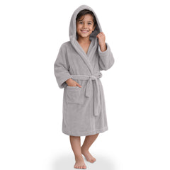 HOUSSE Bathrobe | 450 GSM Microfiber Solid Bathrobes for Kids | Solid Bathrobes, Highly Absorbent, Super Soft Bathrobe With Hoodie And Belt | Lightweight & Warm | 102 cm Long | Size-L | Pack of 1