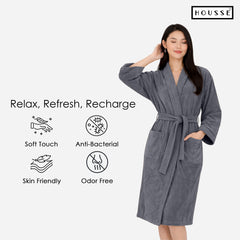HOUSSE Microfiber Bathrobe 500 GSM | Solid Bathrobes, Highly Absorbent, Quick-Dry And Soft Bathrobe