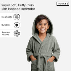HOUSSE Bathrobe | 450 GSM Microfiber Solid Bathrobes for Kids | Solid Bathrobes, Highly Absorbent, Super Soft Bathrobe With Hoodie And Belt | Lightweight & Warm | 102 cm Long | Size-L | Pack of 1