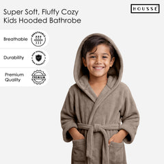 HOUSSE Bathrobe | 450 GSM Microfiber Solid Bathrobes for Kids | Solid Bathrobes, Highly Absorbent, Super Soft Bathrobe With Hoodie And Belt | Lightweight & Warm | 102 cm Long | Size-L | Pack of 1