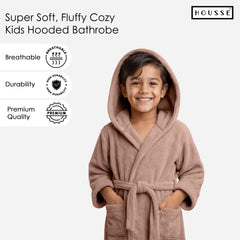 HOUSSE Bathrobe | 450 GSM Microfiber Solid Bathrobes for Kids | Solid Bathrobes, Highly Absorbent, Super Soft Bathrobe With Hoodie And Belt | Lightweight & Warm | 102 cm Long | Size-L | Pack of 1