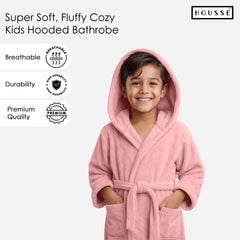 HOUSSE Bathrobe | 450 GSM Microfiber Solid Bathrobes for Kids | Solid Bathrobes, Highly Absorbent, Super Soft Bathrobe With Hoodie And Belt | Lightweight & Warm | 102 cm Long | Size-L | Pack of 1