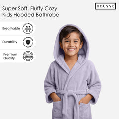 HOUSSE Bathrobe | 450 GSM Microfiber Solid Bathrobes for Kids | Solid Bathrobes, Highly Absorbent, Super Soft Bathrobe With Hoodie And Belt | Lightweight & Warm | 102 cm Long | Size-L | Pack of 1