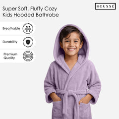 HOUSSE Bathrobe | 450 GSM Microfiber Solid Bathrobes for Kids | Solid Bathrobes, Highly Absorbent, Super Soft Bathrobe With Hoodie And Belt | Lightweight & Warm | 102 cm Long | Size-L | Pack of 1
