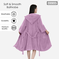 HOUSSE Bathrobe | 450 GSM Microfiber Bathrobe For Women & Men | Super Soft Bathrobe With Hoodie And Belt | Highly Absorbent, Lightweight & Warm | 102 cm Long | Size-L | Pack of 1