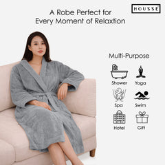 HOUSSE Microfiber Bathrobe 500 GSM | Solid Bathrobes, Highly Absorbent, Quick-Dry And Soft Bathrobe