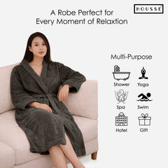 HOUSSE Microfiber Bathrobe 500 GSM | Solid Bathrobes, Highly Absorbent, Quick-Dry And Soft Bathrobe