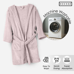 HOUSSE Bathrobe | 450 GSM Microfiber Solid Bathrobes for Kids | Solid Bathrobes, Highly Absorbent, Super Soft Bathrobe With Hoodie And Belt | Lightweight & Warm | 102 cm Long | Size-L | Pack of 1