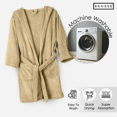 HOUSSE Bathrobe | 450 GSM Microfiber Solid Bathrobes for Kids | Solid Bathrobes, Highly Absorbent, Super Soft Bathrobe With Hoodie And Belt | Lightweight & Warm | 102 cm Long | Size-L | Pack of 1