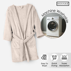 HOUSSE Bathrobe | 450 GSM Microfiber Solid Bathrobes for Kids | Solid Bathrobes, Highly Absorbent, Super Soft Bathrobe With Hoodie And Belt | Lightweight & Warm | 102 cm Long | Size-L | Pack of 1