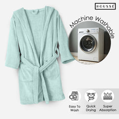 HOUSSE Bathrobe | 450 GSM Microfiber Solid Bathrobes for Kids | Solid Bathrobes, Highly Absorbent, Super Soft Bathrobe With Hoodie And Belt | Lightweight & Warm | 102 cm Long | Size-L | Pack of 1