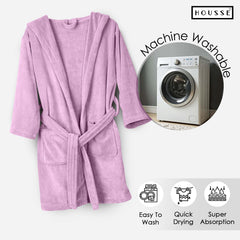 HOUSSE Bathrobe | 450 GSM Microfiber Solid Bathrobes for Kids | Solid Bathrobes, Highly Absorbent, Super Soft Bathrobe With Hoodie And Belt | Lightweight & Warm | 102 cm Long | Size-L | Pack of 1