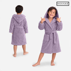HOUSSE Bathrobe | 450 GSM Microfiber Solid Bathrobes for Kids | Solid Bathrobes, Highly Absorbent, Super Soft Bathrobe With Hoodie And Belt | Lightweight & Warm | 102 cm Long | Size-L | Pack of 1